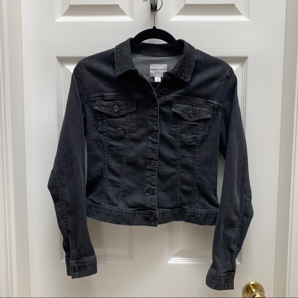 Cropped Black Wash Jean Jacket